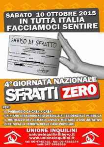 10 ottobre 2015 Quarta Giornata Nazionale “Sfratti Zero” in tutta Italia