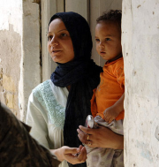 A displaced Iraqi woman living in the Adhamiyah neighbourhood of Baghdad.