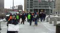 Protesters march against foreclosures in Philadelphia, PHILADELPHIA, february 2011