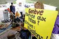 Suisse, Une manif à Genève pour dénoncer la pénurie de logements, MAI 2011