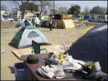 The site is basic and food is prepared on makeshift tables